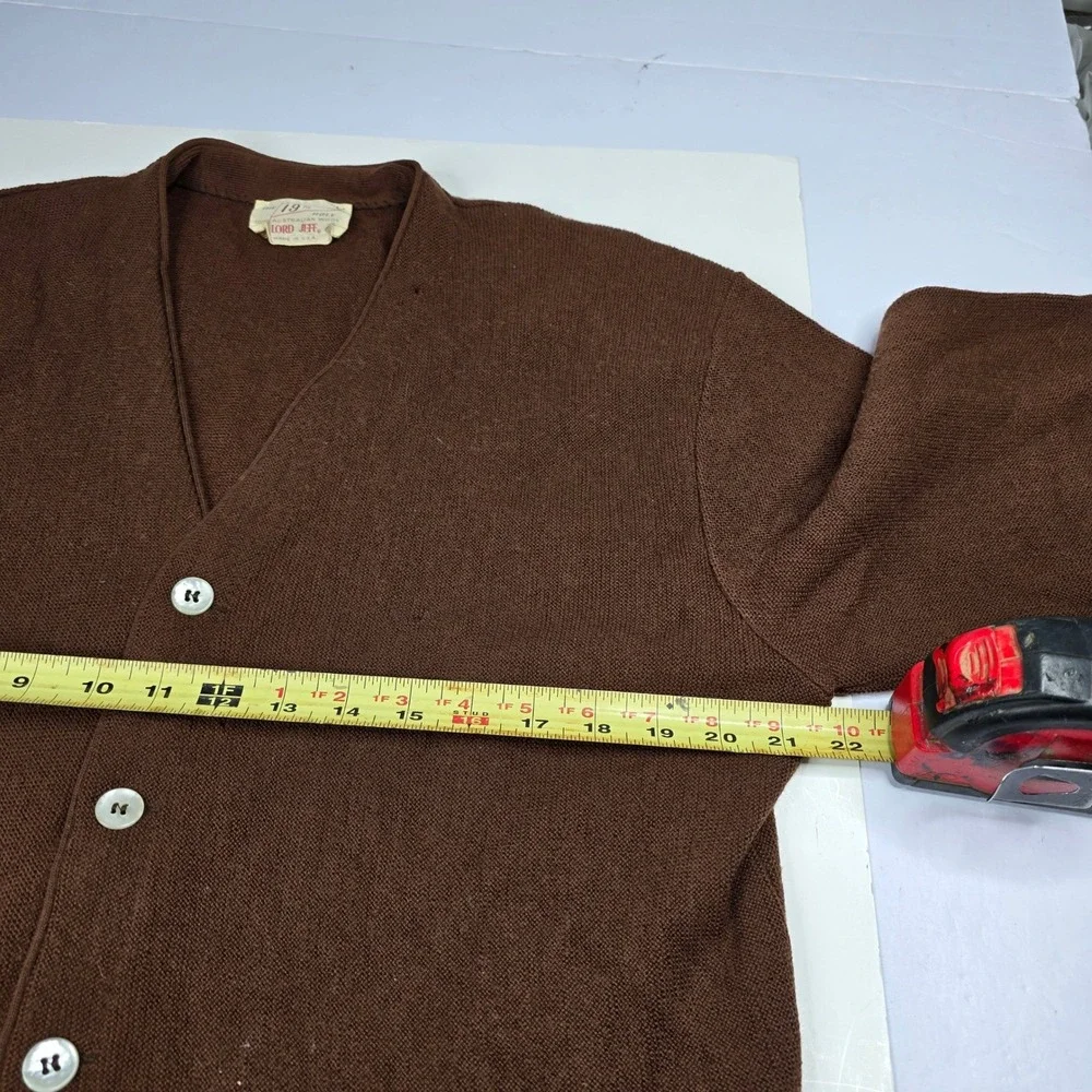 Vintage Lord Jeff The‎ 19th Hole Australian Wool Mens Brown Cardigan Sweater L